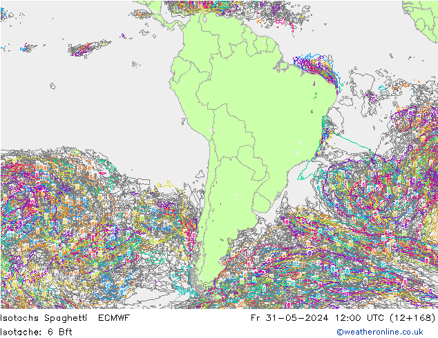 Izotacha Spaghetti ECMWF pt. 31.05.2024 12 UTC