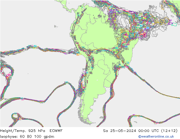 Height/Temp. 925 гПа ECMWF сб 25.05.2024 00 UTC