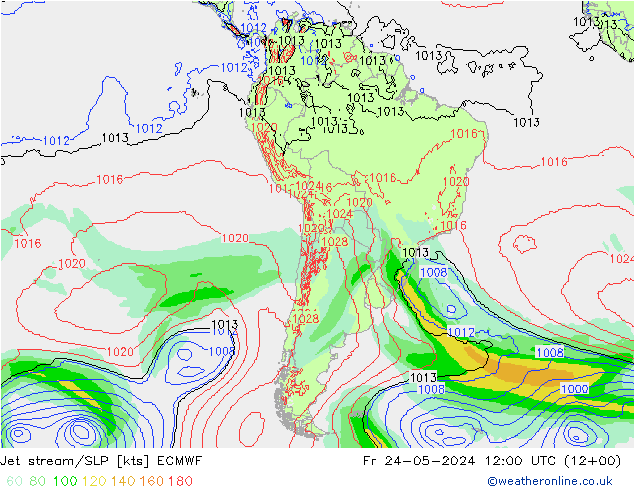 Jet stream/SLP ECMWF Fr 24.05.2024 12 UTC