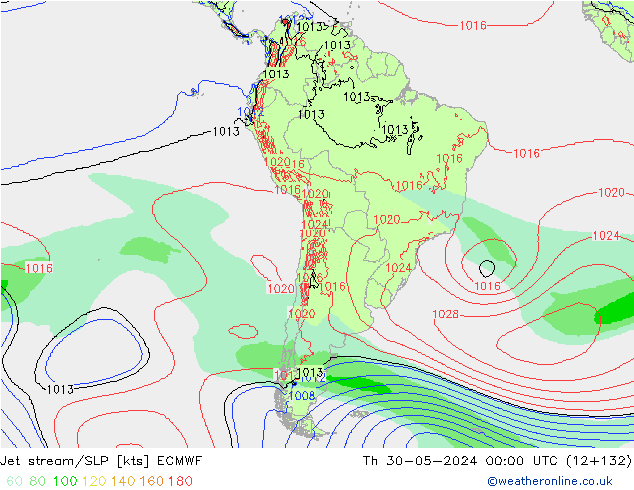 джет/приземное давление ECMWF чт 30.05.2024 00 UTC