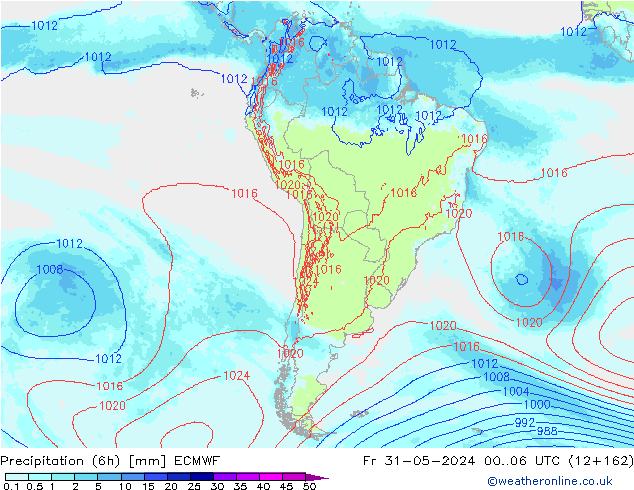 Precipitazione (6h) ECMWF ven 31.05.2024 06 UTC