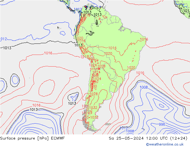 pression de l'air ECMWF sam 25.05.2024 12 UTC