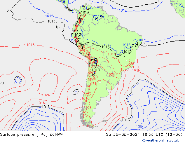 Luchtdruk (Grond) ECMWF za 25.05.2024 18 UTC