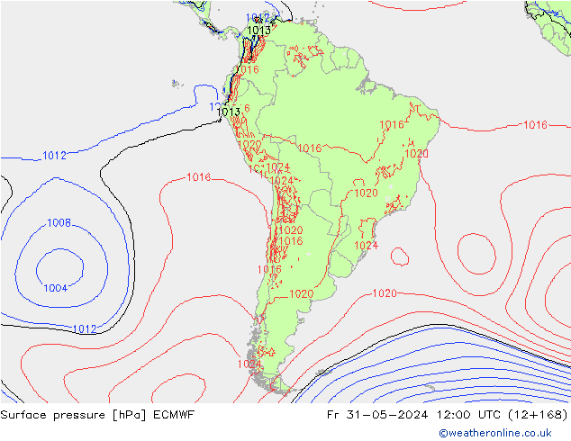 ciśnienie ECMWF pt. 31.05.2024 12 UTC