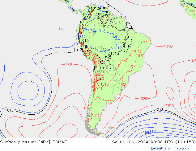 Atmosférický tlak ECMWF So 01.06.2024 00 UTC