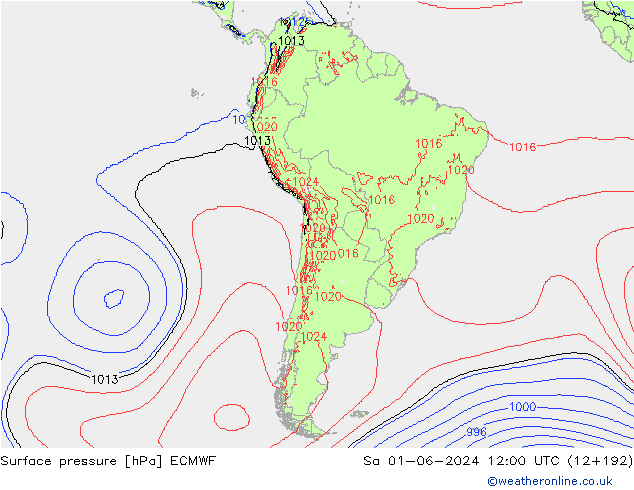 приземное давление ECMWF сб 01.06.2024 12 UTC