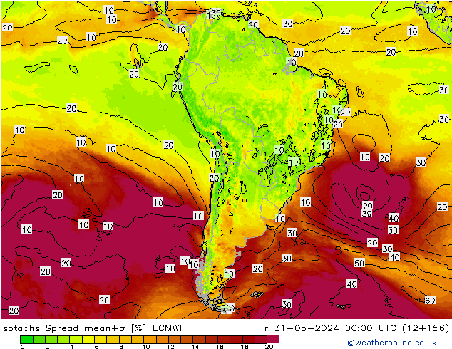 Isotachs Spread ECMWF Fr 31.05.2024 00 UTC