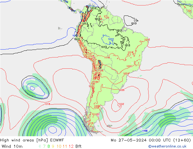 High wind areas ECMWF  27.05.2024 00 UTC