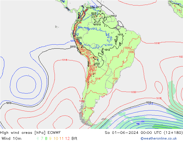 Izotacha ECMWF so. 01.06.2024 00 UTC