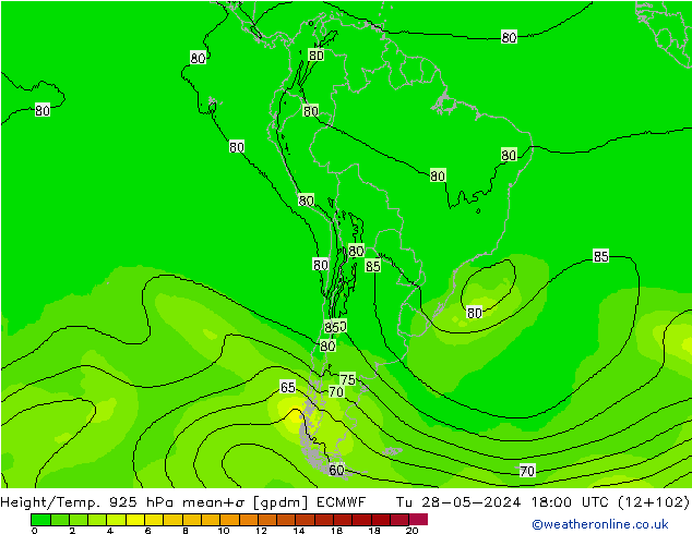 Géop./Temp. 925 hPa ECMWF mar 28.05.2024 18 UTC