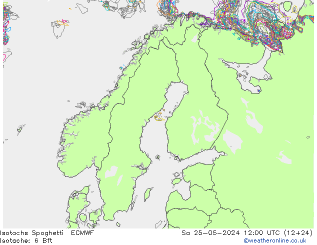 Isotachs Spaghetti ECMWF sam 25.05.2024 12 UTC