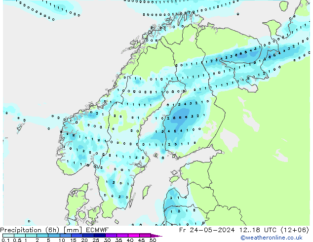 Yağış (6h) ECMWF Cu 24.05.2024 18 UTC