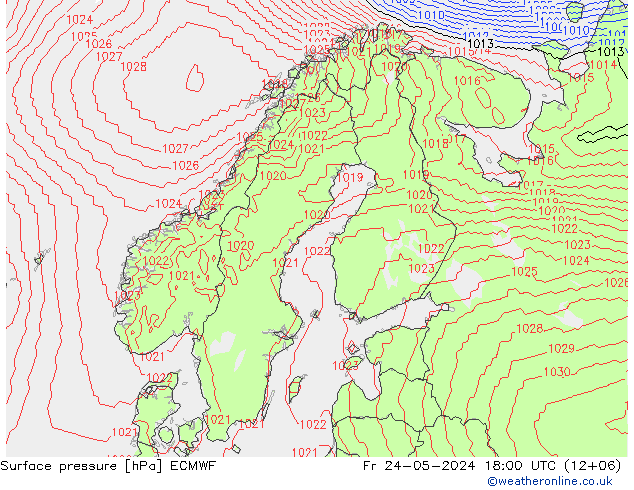 地面气压 ECMWF 星期五 24.05.2024 18 UTC