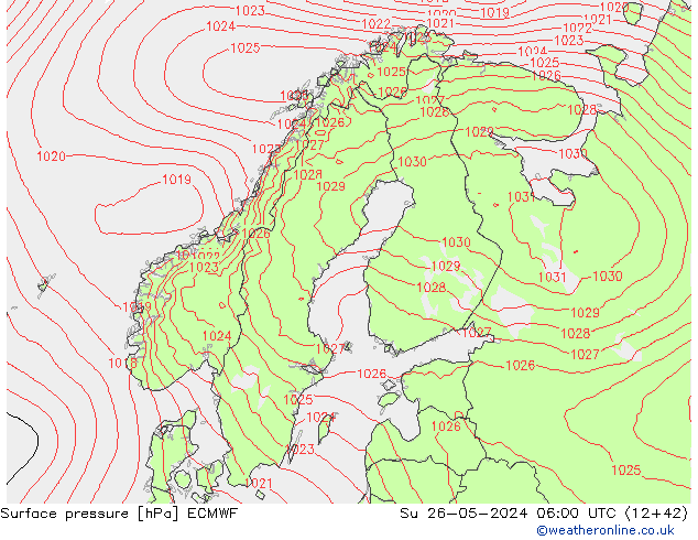 pressão do solo ECMWF Dom 26.05.2024 06 UTC