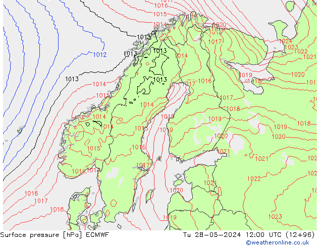 Surface pressure ECMWF Tu 28.05.2024 12 UTC