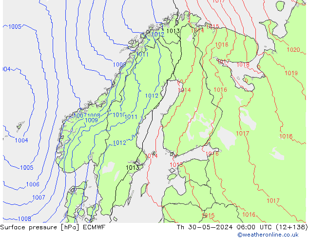 ciśnienie ECMWF czw. 30.05.2024 06 UTC