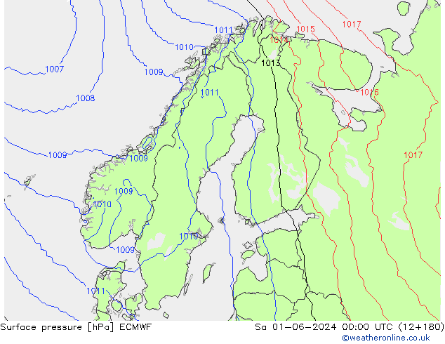 Atmosférický tlak ECMWF So 01.06.2024 00 UTC