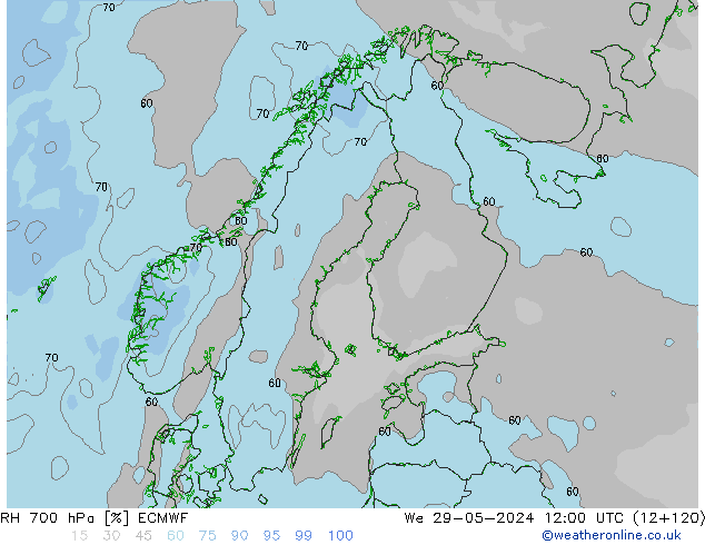 RH 700 hPa ECMWF St 29.05.2024 12 UTC