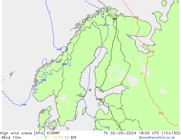 Windvelden ECMWF do 30.05.2024 18 UTC