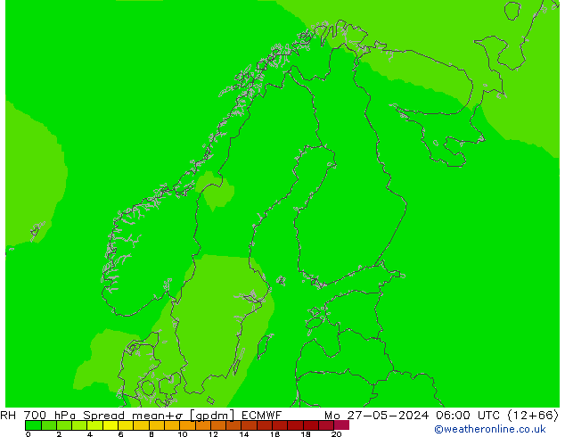 RH 700 hPa Spread ECMWF lun 27.05.2024 06 UTC