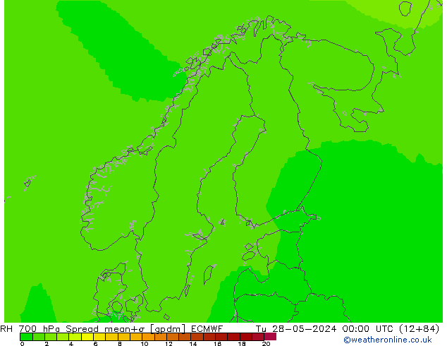 RH 700 hPa Spread ECMWF Tu 28.05.2024 00 UTC