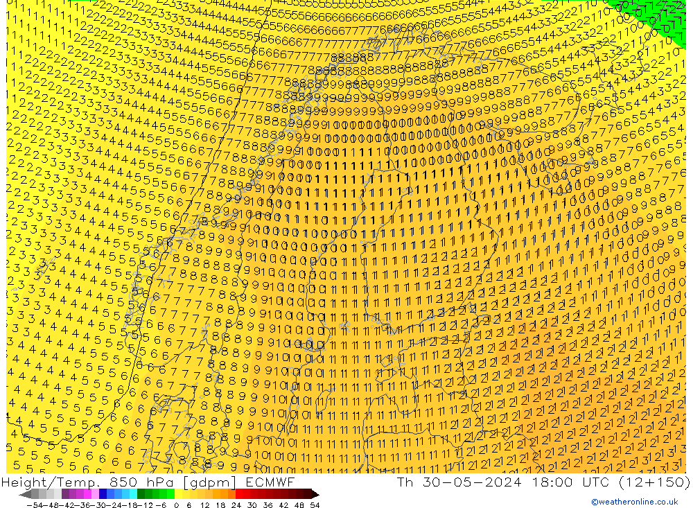 Height/Temp. 850 hPa ECMWF czw. 30.05.2024 18 UTC