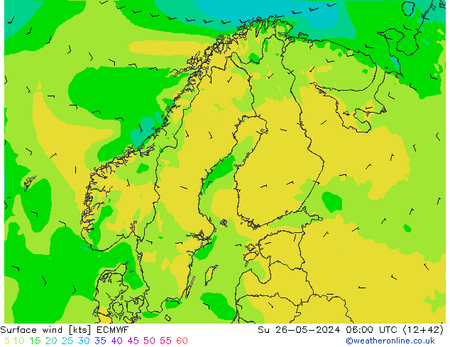 Surface wind ECMWF Su 26.05.2024 06 UTC