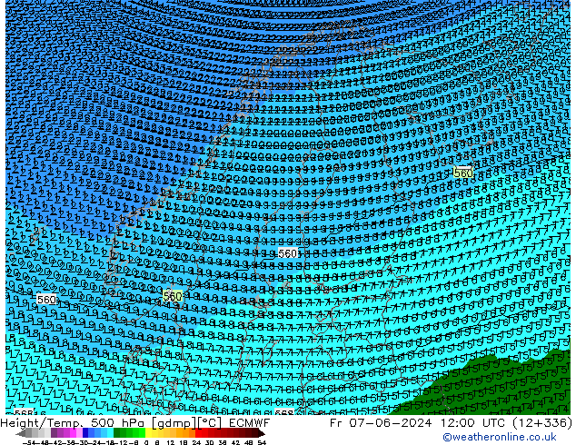 Height/Temp. 500 hPa ECMWF pt. 07.06.2024 12 UTC