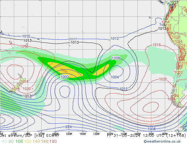 Corrente a getto ECMWF ven 31.05.2024 12 UTC