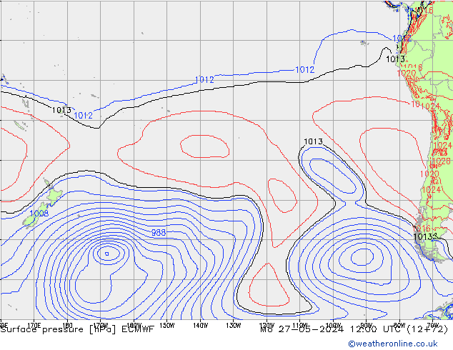 Pressione al suolo ECMWF lun 27.05.2024 12 UTC