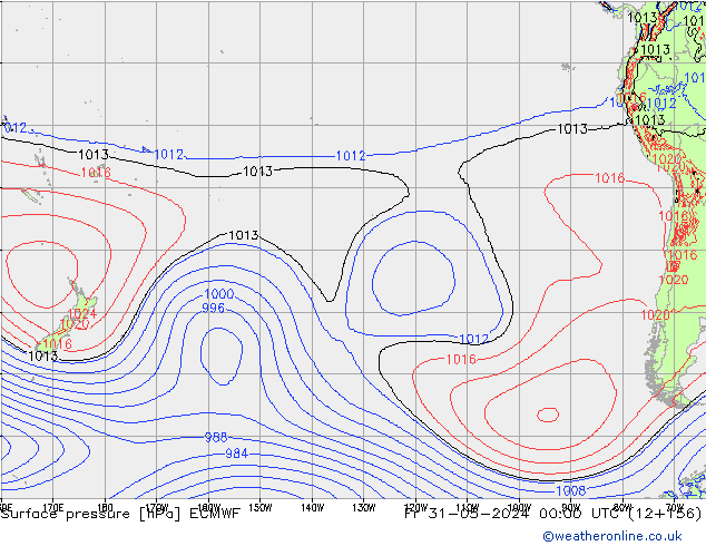 Pressione al suolo ECMWF ven 31.05.2024 00 UTC