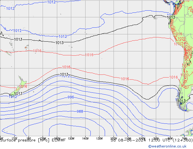 Pressione al suolo ECMWF sab 08.06.2024 12 UTC