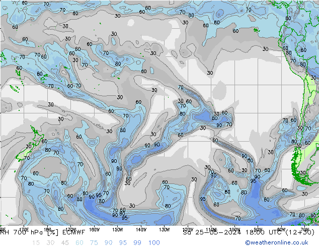 RH 700 hPa ECMWF so. 25.05.2024 18 UTC