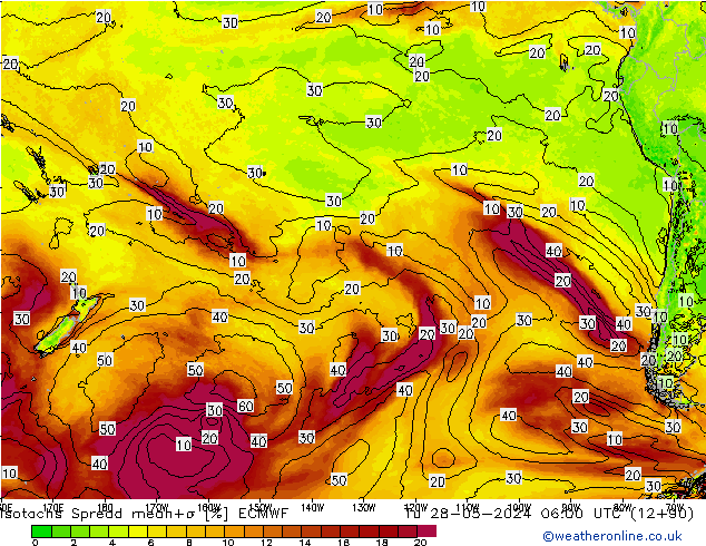 Isotachs Spread ECMWF  28.05.2024 06 UTC