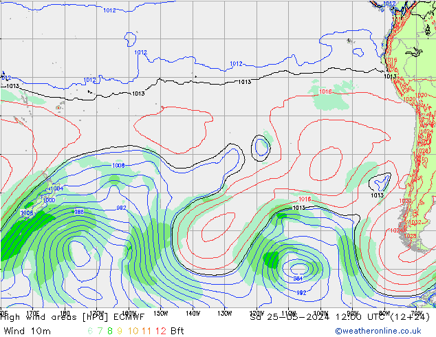 High wind areas ECMWF sáb 25.05.2024 12 UTC