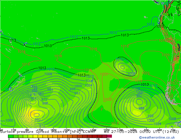 ciśnienie Spread ECMWF pon. 27.05.2024 00 UTC