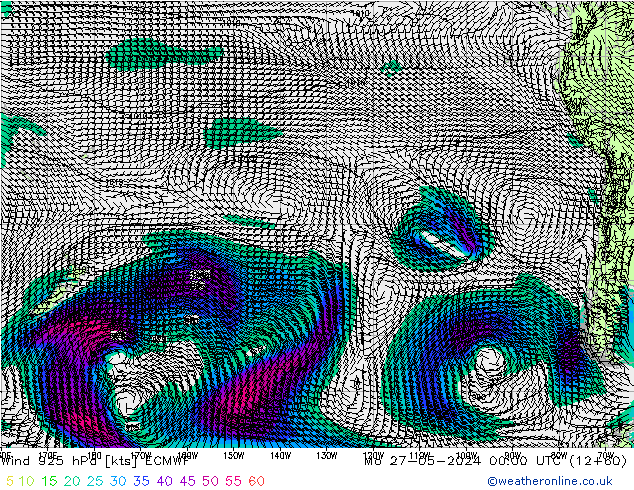 wiatr 925 hPa ECMWF pon. 27.05.2024 00 UTC