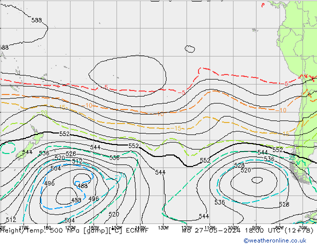 Height/Temp. 500 hPa ECMWF  27.05.2024 18 UTC