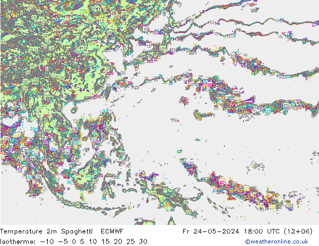 Sıcaklık Haritası 2m Spaghetti ECMWF Cu 24.05.2024 18 UTC