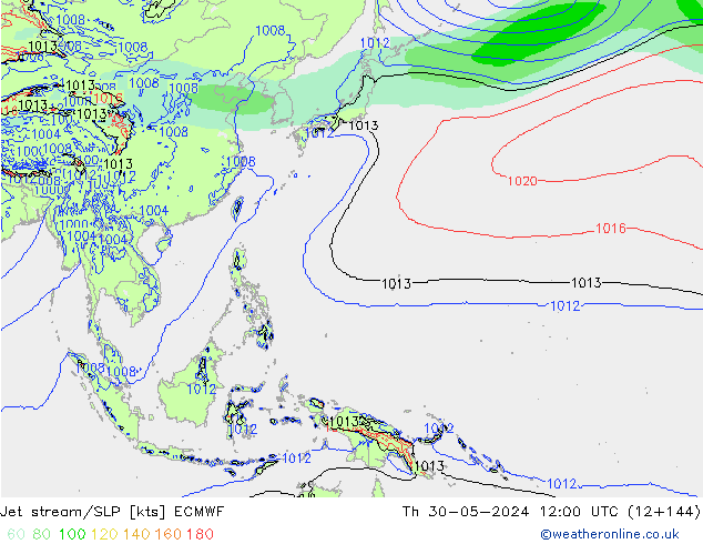 Straalstroom/SLP ECMWF do 30.05.2024 12 UTC