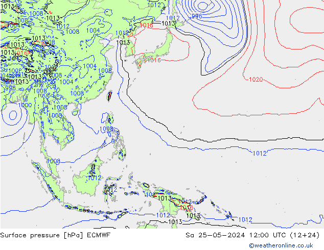 Pressione al suolo ECMWF sab 25.05.2024 12 UTC