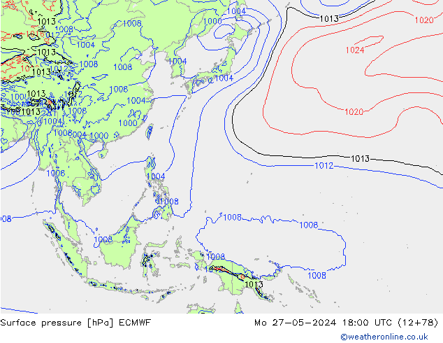 Luchtdruk (Grond) ECMWF ma 27.05.2024 18 UTC