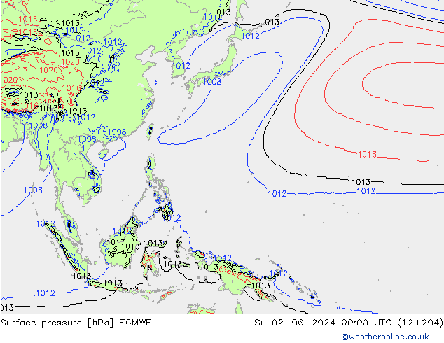 pression de l'air ECMWF dim 02.06.2024 00 UTC