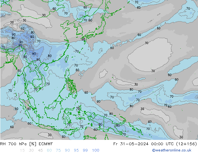 RH 700 hPa ECMWF ven 31.05.2024 00 UTC