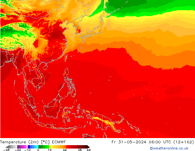 Temperature (2m) ECMWF Fr 31.05.2024 06 UTC