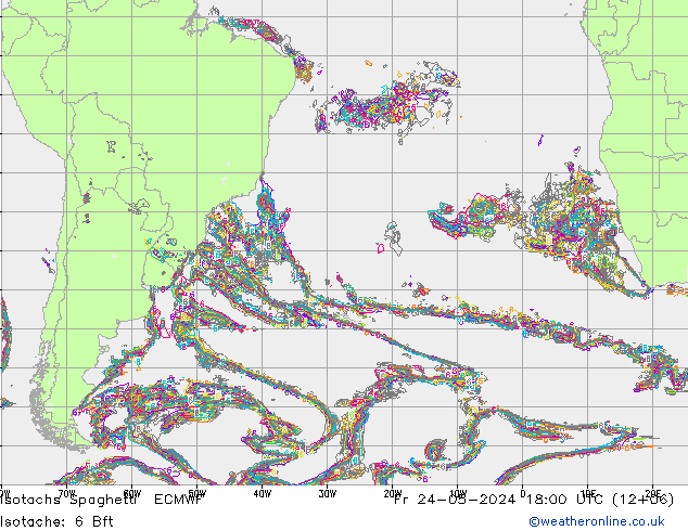 Isotachs Spaghetti ECMWF Sex 24.05.2024 18 UTC