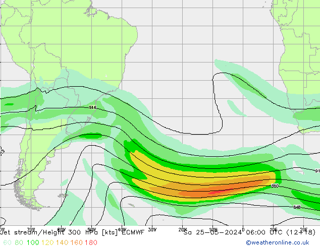 Jet stream/Height 300 hPa ECMWF Sa 25.05.2024 06 UTC