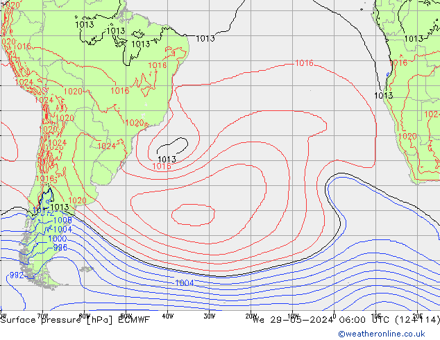 Yer basıncı ECMWF Çar 29.05.2024 06 UTC