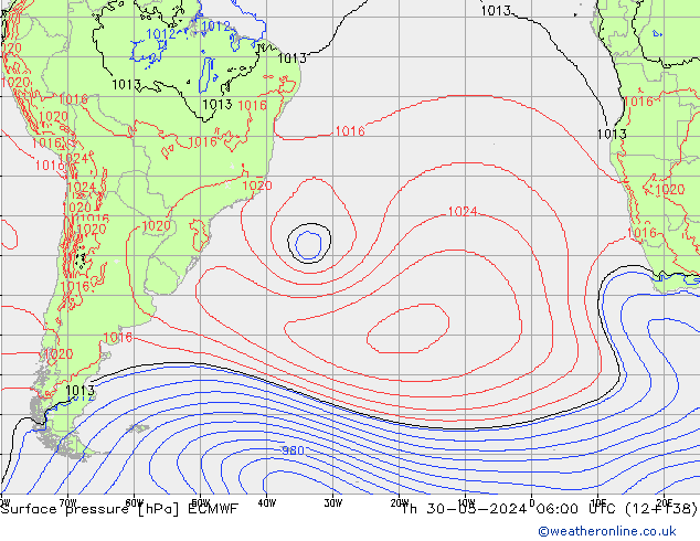 Surface pressure ECMWF Th 30.05.2024 06 UTC