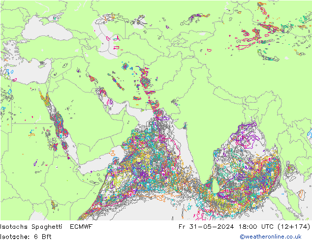 Isotachs Spaghetti ECMWF ven 31.05.2024 18 UTC